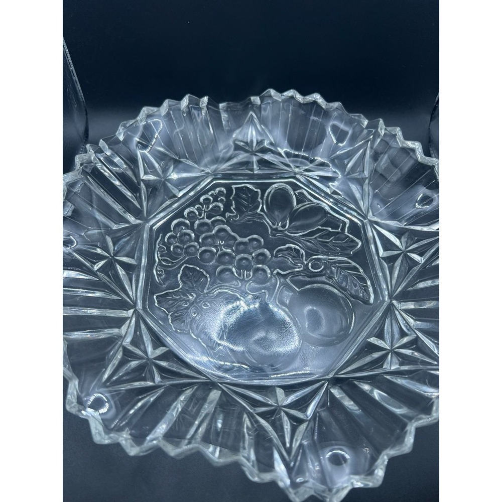 Vintage Federal Glass Pioneer Pattern 10-Inch Clear Fruit Bowl with Crimped Edge - Picture 2 of 5